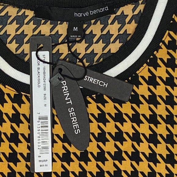 Harve Benard Print Series Cap Sleeve Stretch Band Crew Neck Houndstooth Top M - Picture 11 of 13